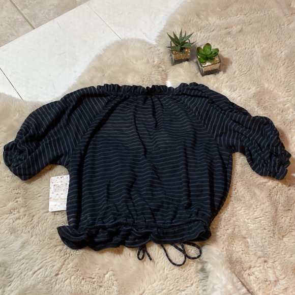 NWT Free People Dorothy Black Striped Tie Blouse Top Size XS Boho - Picture 5 of 15
